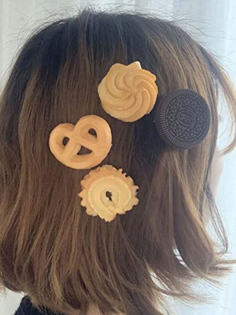 New -  7Pack Side‎ Hair Clips for Styling Salon Simulation Cookies Pattern Fun